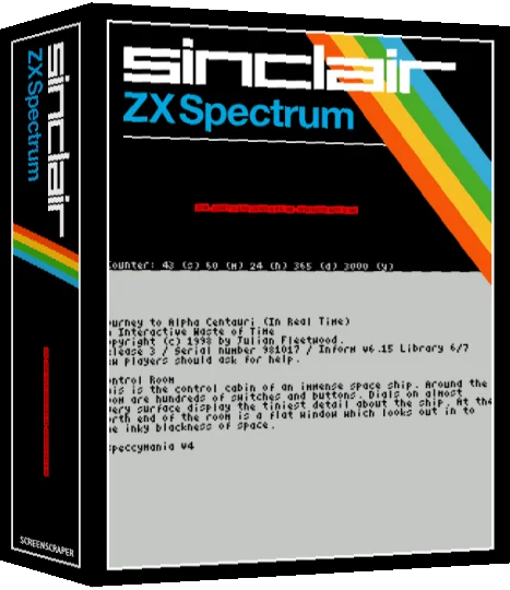 ZxZvm - Journey to Alpha Centauri in Real Time - An Interactive Waste of Time — box-3D (SS)