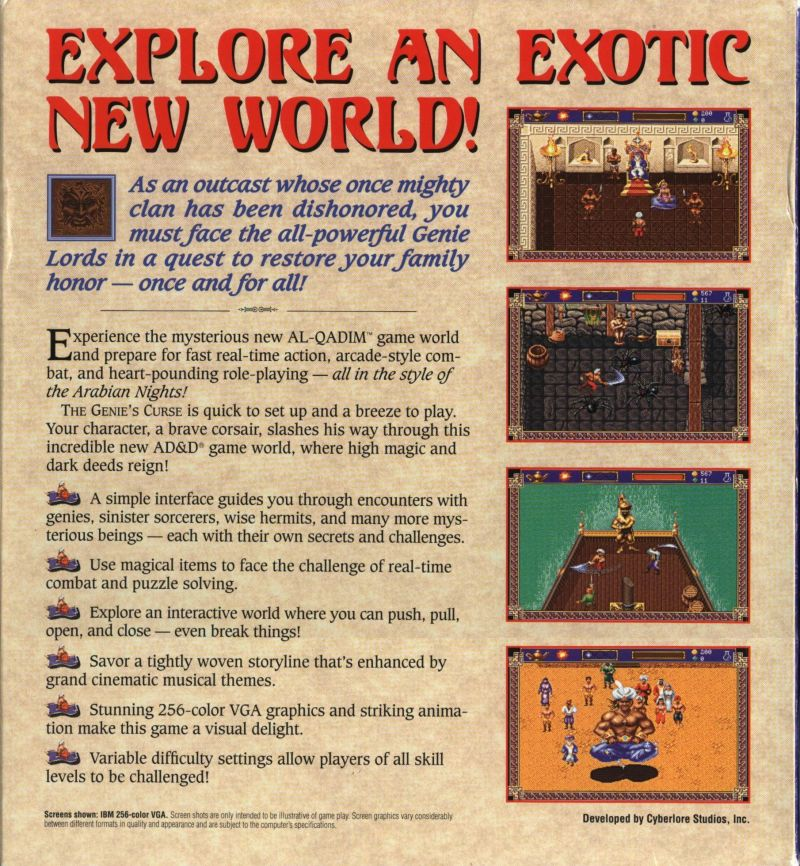 Al-Qadim - The Genie's Curse — box-2D-back (US)