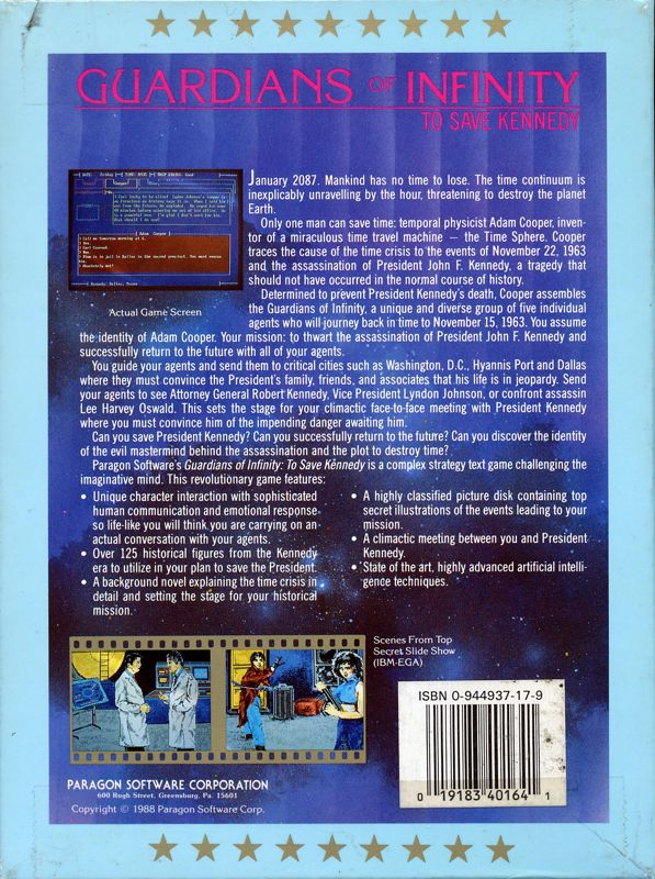 Guardians Of Infinity - To Save Kennedy — box-2D-back (US)