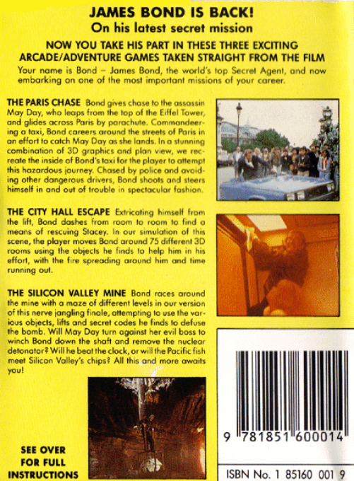 A View to a Kill - The Computer Game — box-2D-back (EU)
