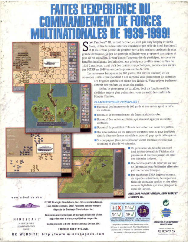 Steel Panthers 3 - Brigade Command — box-2D-back (FR)