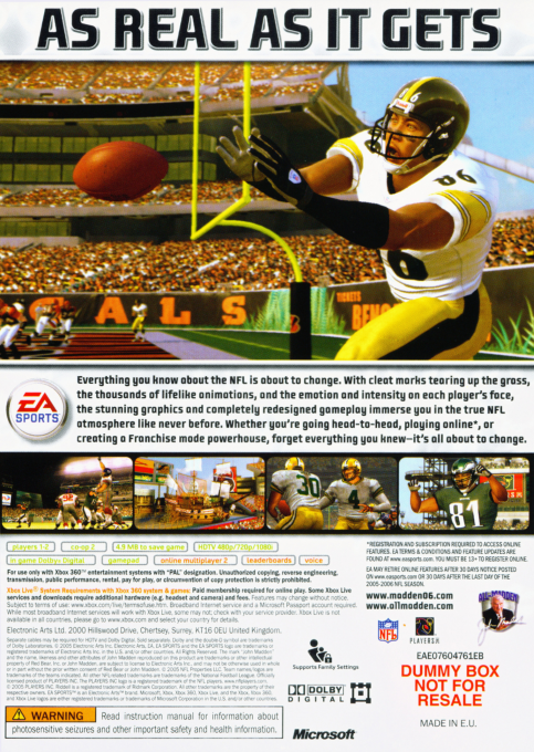 Madden NFL 06 — box-2D-back (EU)