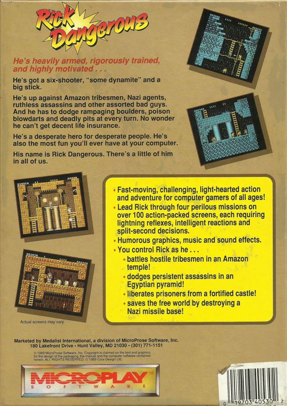Rick Dangerous — box-2D-back (US)