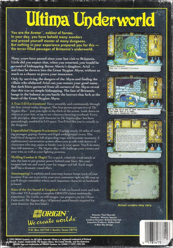 Ultima Underworld - The Stygian Abyss — box-2D-back (US)