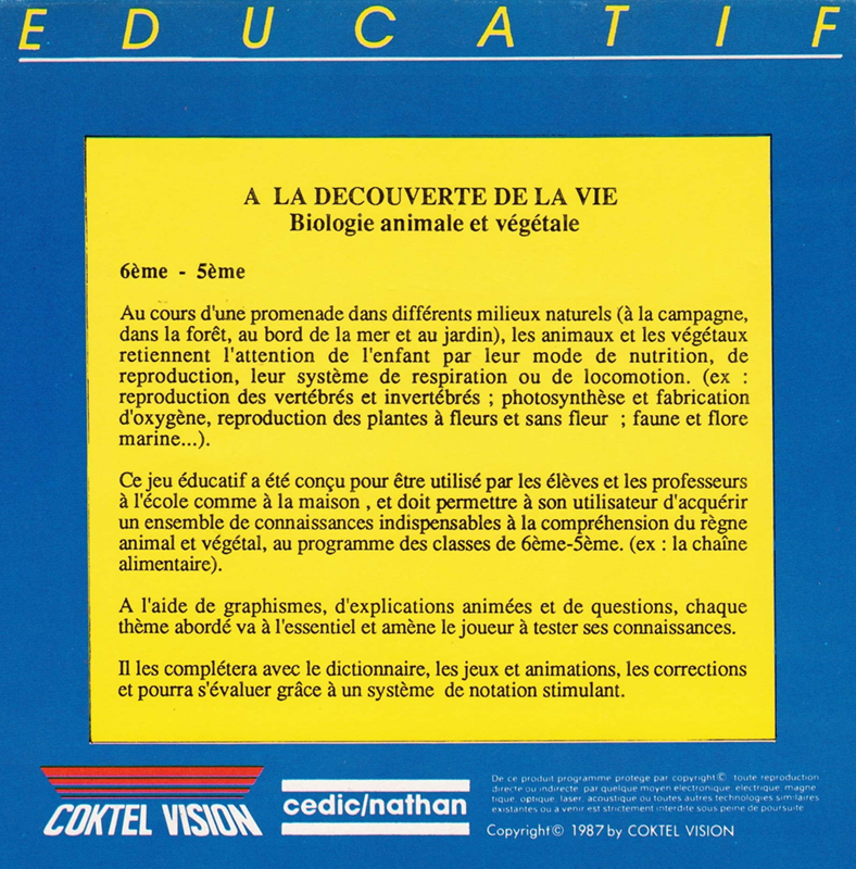 Découverte De La Vie, A La — box-2D-back (FR)