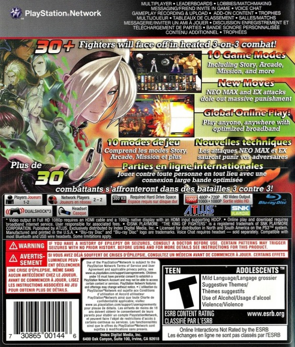 King of Fighters XIII, The — box-2D-back (US)