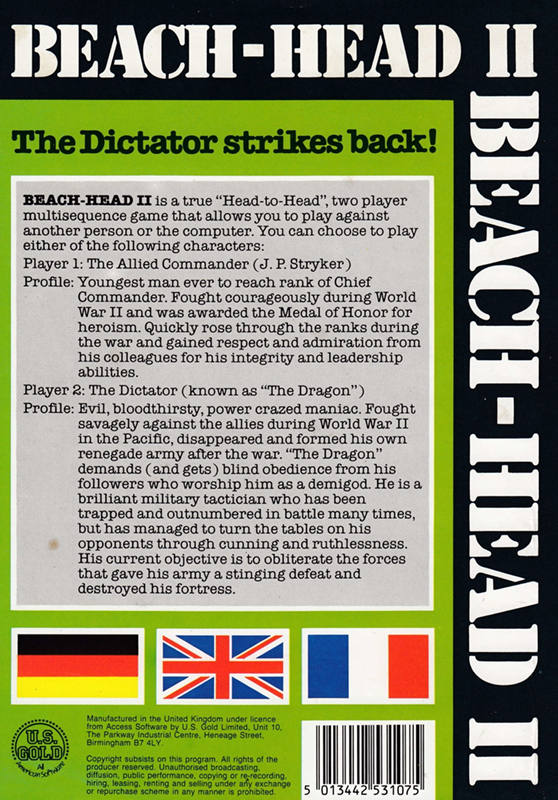 Beach-Head II - The Dictator Strikes Back — box-2D-back (EU)