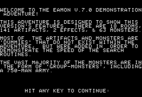 Eamon 162 - Eamon 7.0 Demo Adventure — ss (WOR)