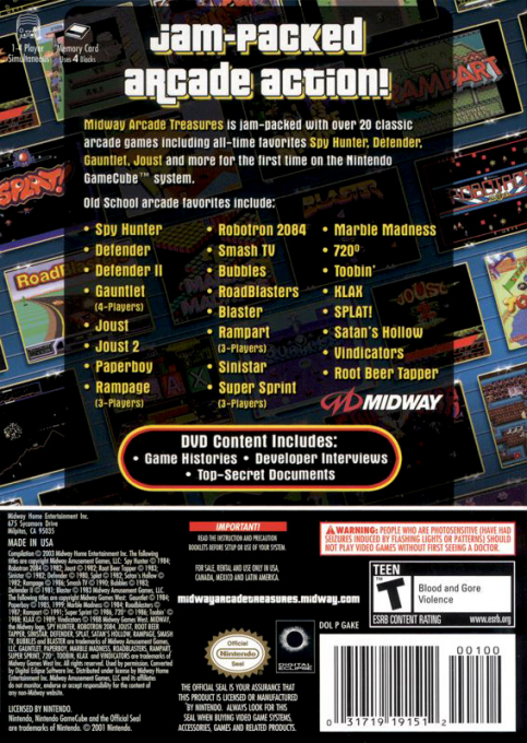 Midway Arcade Treasures — box-2D-back (US)