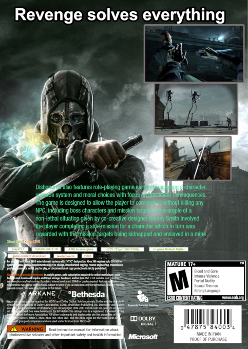 Dishonored - Game of the Year Edition — box-2D-back (US)