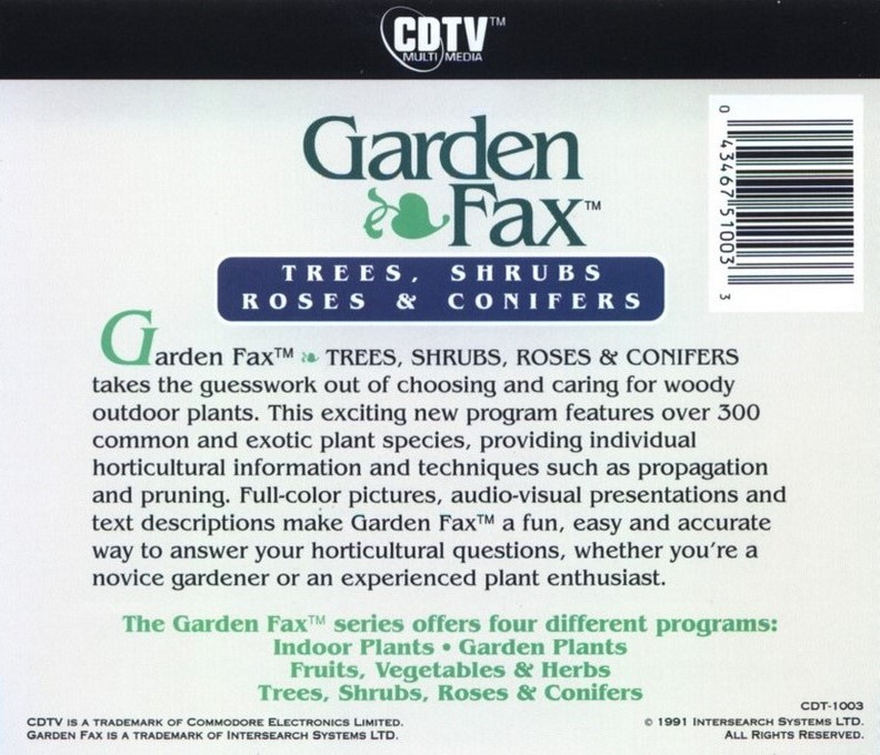 Garden Fax - Trees, Shrubs, Roses And Conifers — box-2D-back (WOR)