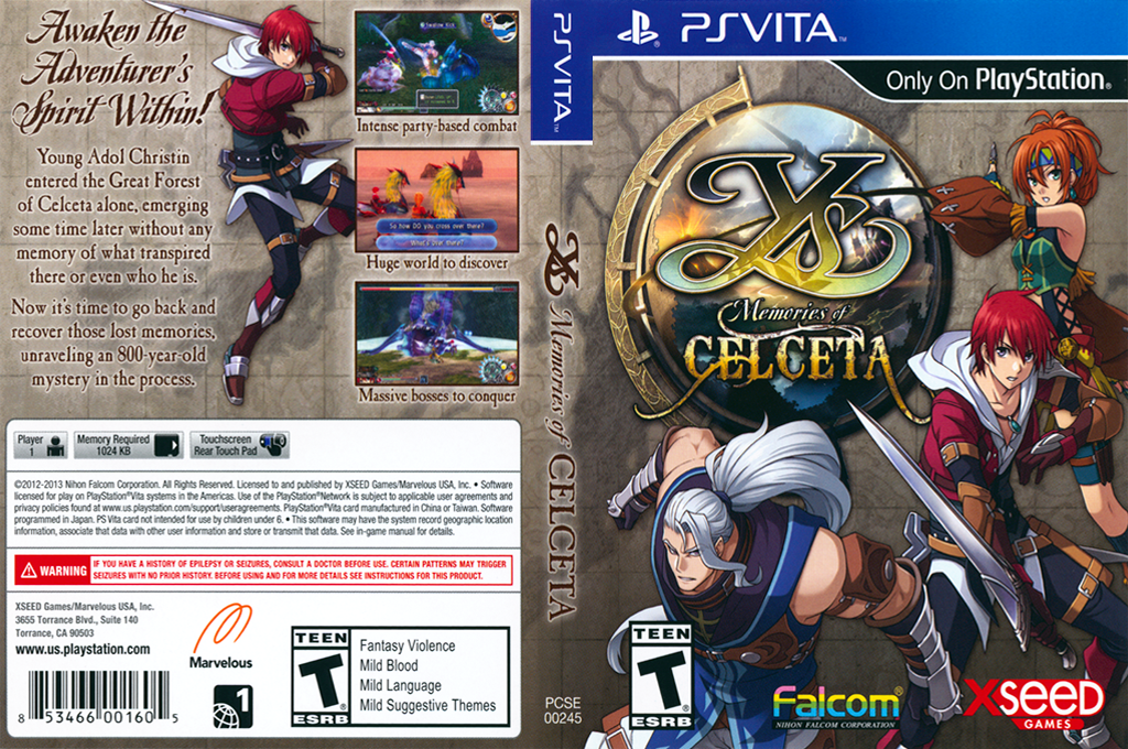 Ys - Memories of Celceta — box-texture (US)
