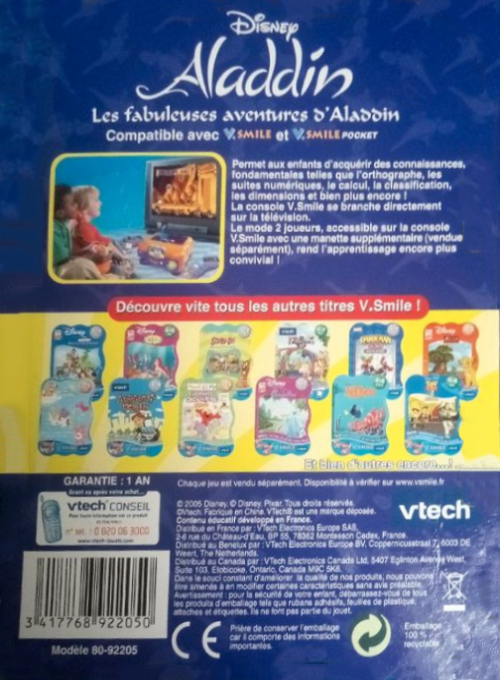Aladdin - Aladdin's Wonders of the World — box-2D-back (FR)