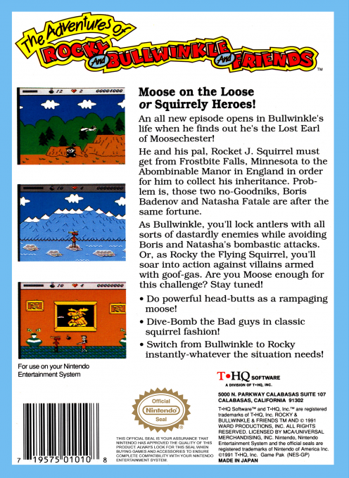 Adventures of Rocky and Bullwinkle and Friends, The — box-2D-back (US)
