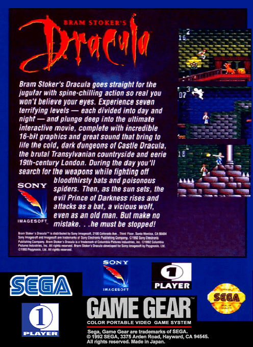 Bram Stoker's Dracula — box-2D-back (US)