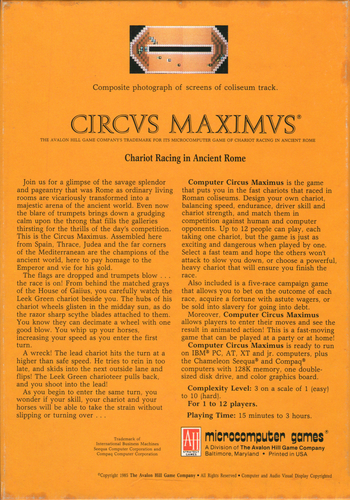 Computer Circus Maximus — box-2D-back (WOR)