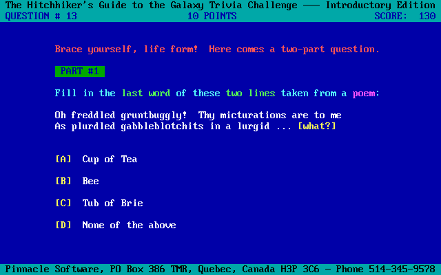 Hitchhiker's Guide To The Galaxy Trivia Challenge, The — ss (WOR)