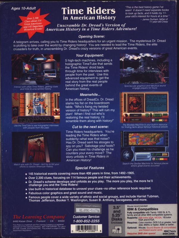 Time Riders In American History — box-2D-back (US)