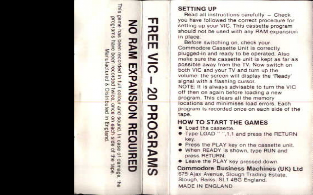 Free Vic 20 Programs — box-texture (US)