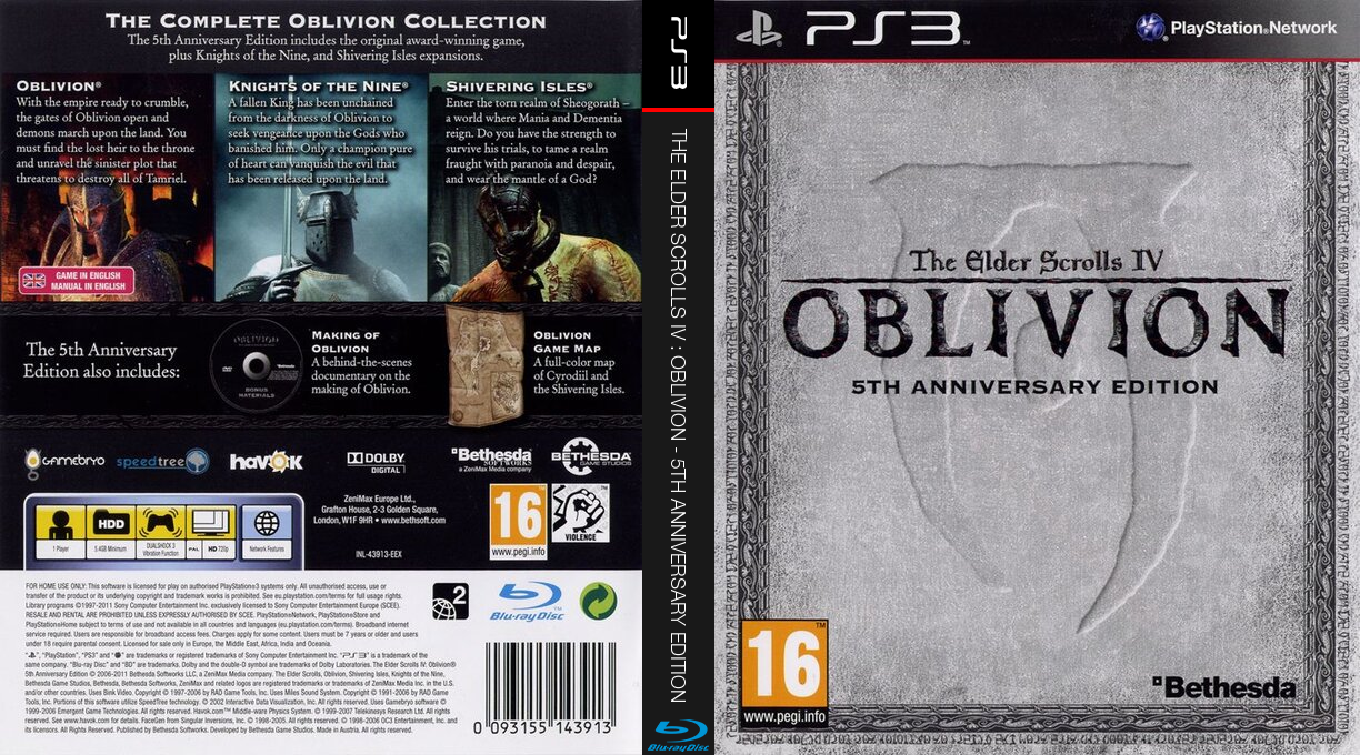 Elder Scrolls IV, The - Oblivion - 5th Anniversary Edition — box-texture (EU)