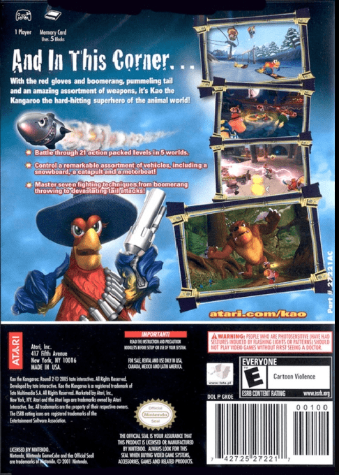 Kao the Kangaroo - Round 2 — box-2D-back (US)
