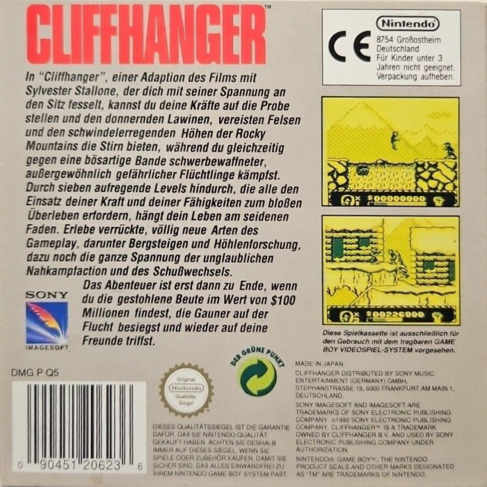 Cliffhanger — box-2D-back (DE)