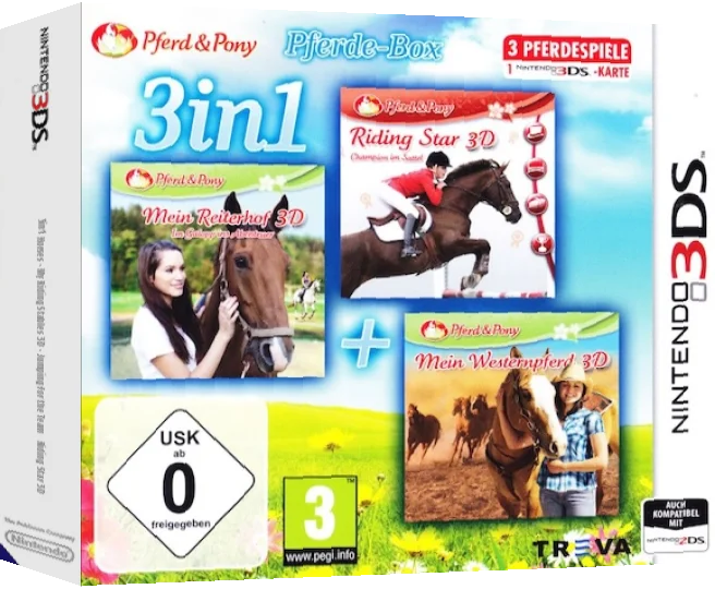 3in1 Horses - My Riding Stables 3D - Jumping for the Team + Riding Star 3D + My Western Horse 3D — box-3D (EU)
