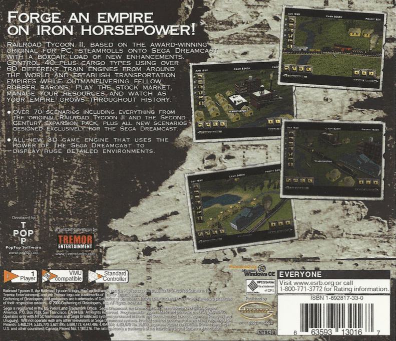 Railroad Tycoon II — box-2D-back (US)