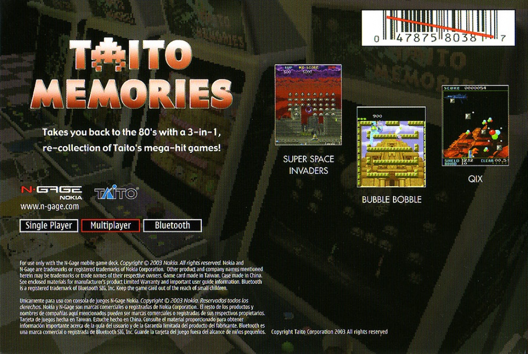 Taito Memories — box-2D-back (US)