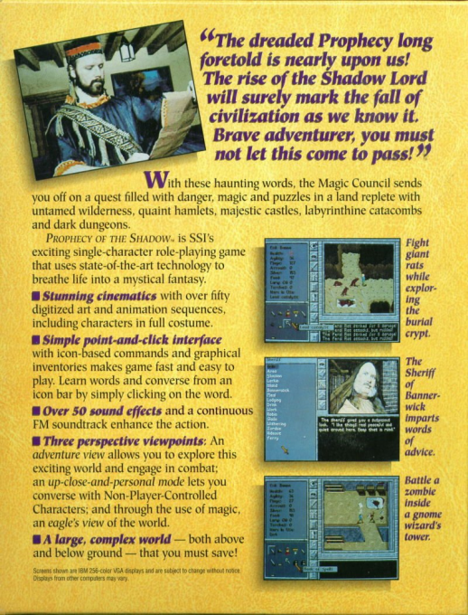 Prophecy Of The Shadow — box-2D-back (US)