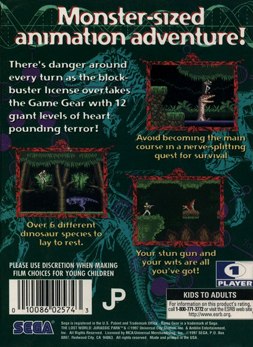 Lost World - Jurassic Park, The — box-2D-back (US)