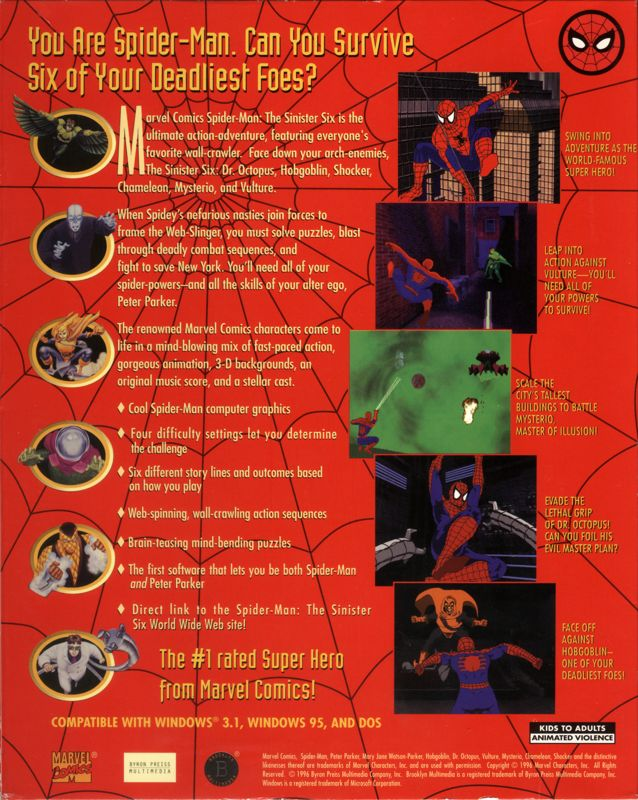 Marvel Comics Spider-man - The Sinister Six — box-2D-back (US)