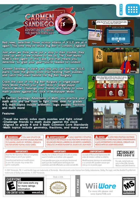 Carmen Sandiego Adventures in Math : The Big Ben Burglary — box-2D-back (US)