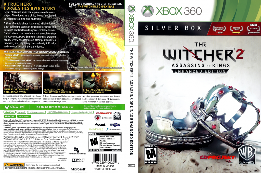 Witcher 2, The - Assassins of Kings - Enhanced Edition — box-texture (US)