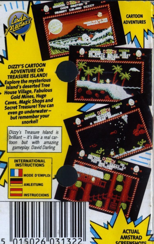 Dizzy 2 - Treasure Island Dizzy — box-2D-back (EU)
