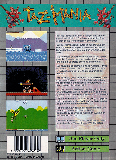 Taz-mania — box-2D-back (EU)