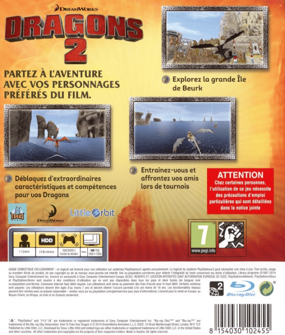 DreamWorks How to Train Your Dragon 2 — box-2D-back (FR)