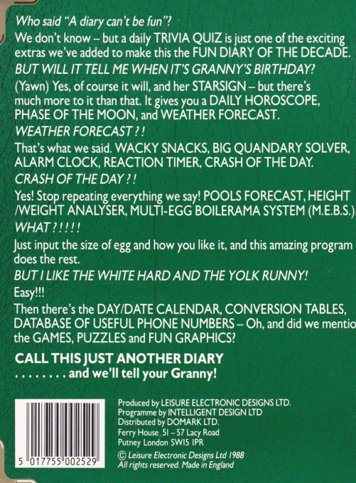 Computer Maniac's Diary — box-2D-back (EU)