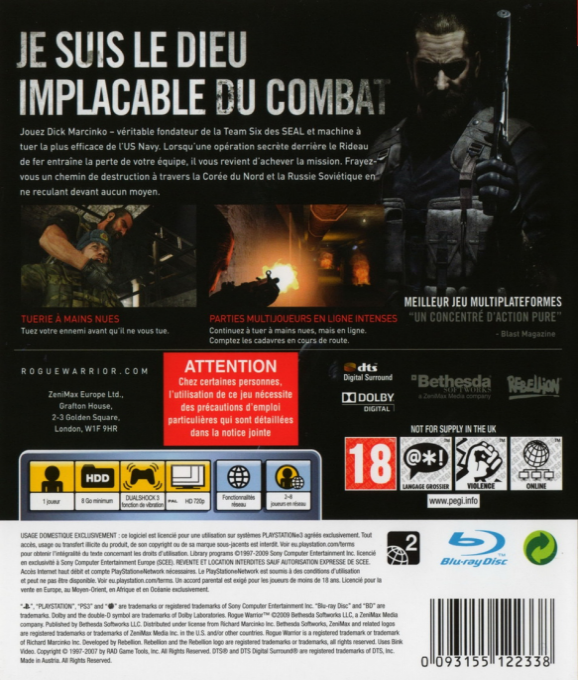 Rogue Warrior — box-2D-back (FR)