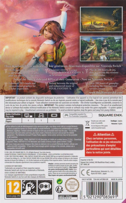 Final Fantasy 10/10-2 HD Remaster — box-2D-back (EU)