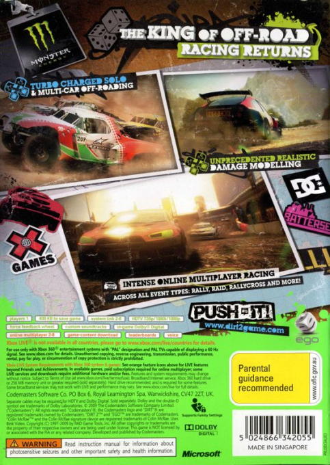 Colin McRae - Dirt 2 — box-2D-back (AU)