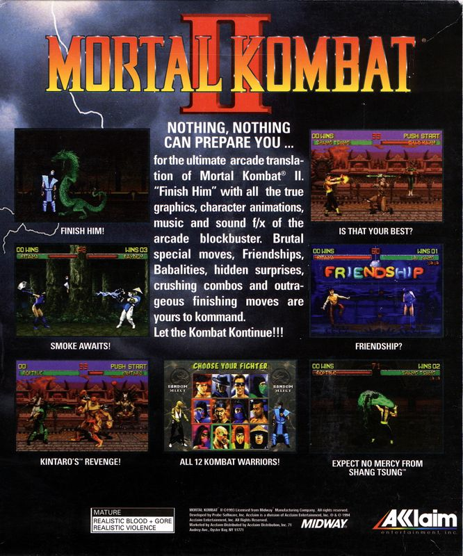 Mortal Kombat 2 — box-2D-back (US)