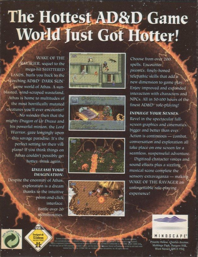 Dark Sun II: Wake of the Ravager — box-2D-back (EU)