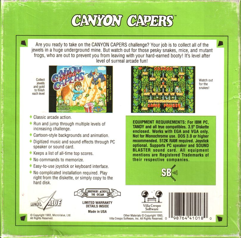 Dino Jnr. In Canyon Capers — box-2D-back (US)