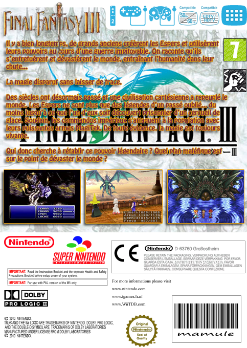 Final Fantasy 6 — box-2D-back (FR)
