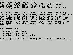 ZxZvm - Border Zone - A Game of Intrigue — sstitle (WOR)