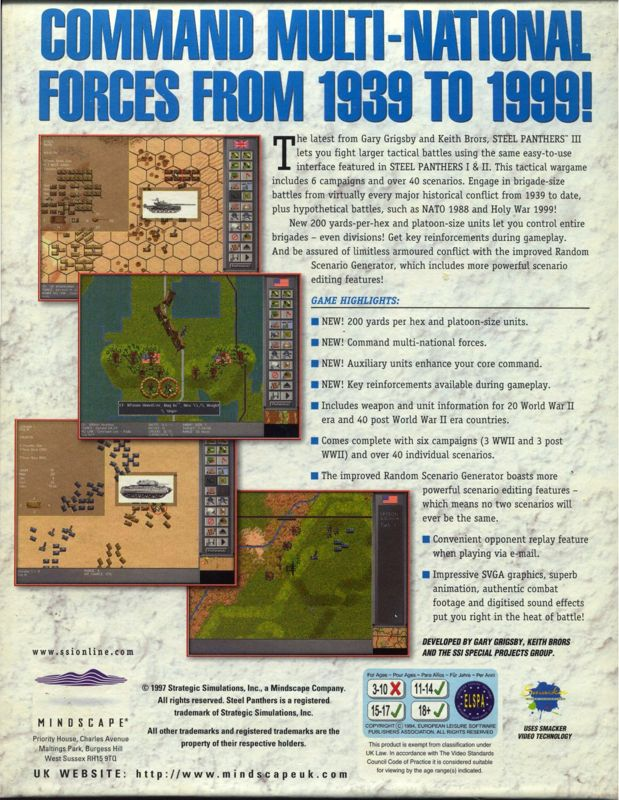 Steel Panthers 3 - Brigade Command — box-2D-back (EU)
