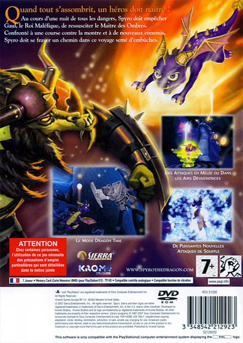 Legend of Spyro, The - The Eternal Night — box-2D-back (FR)