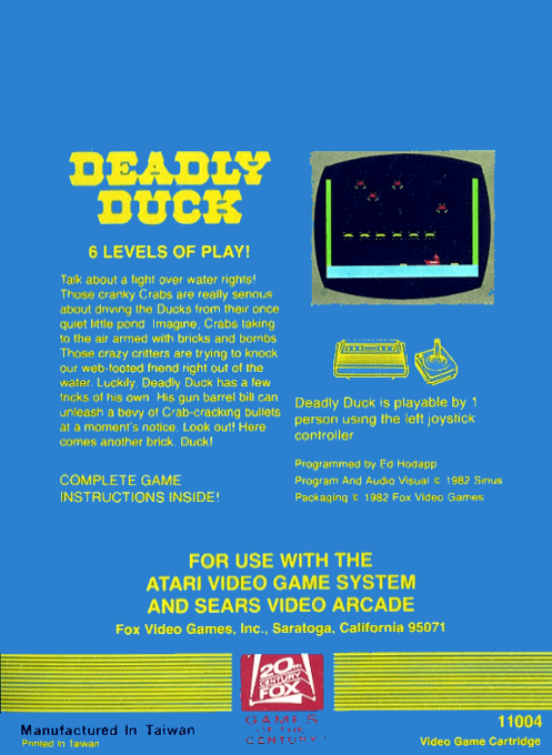Deadly Duck — box-2D-back (US)