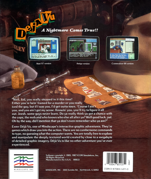 Deja Vu - A Nightmare Comes True! — box-2D-back (US)